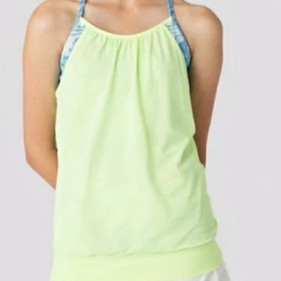 EC Ivivva Fluorescent Yellow Double Dutch Tank Top over Oilspill Layer S… - Picture 1 of 6